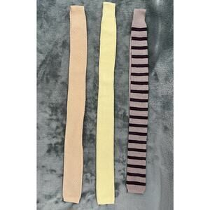 Lot of 3 Vintage Square End 100% Cotton Mens Ties Knit Skinny Sweater Neck Ties